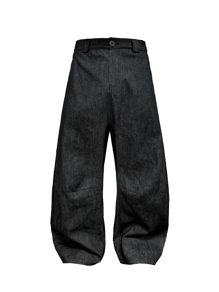 Low Crotch Pleated Raw Denims