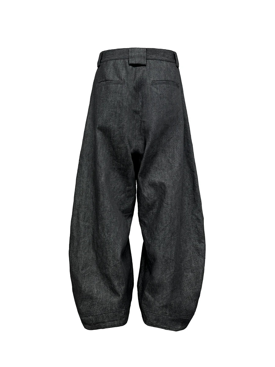 Low Crotch Pleated Raw Denims