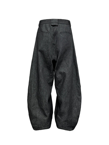 Low Crotch Pleated Raw Denims