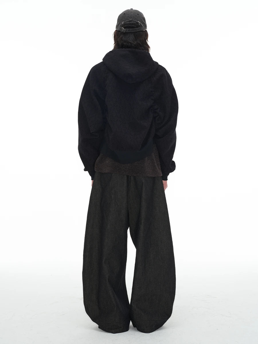 Low Crotch Pleated Raw Denims