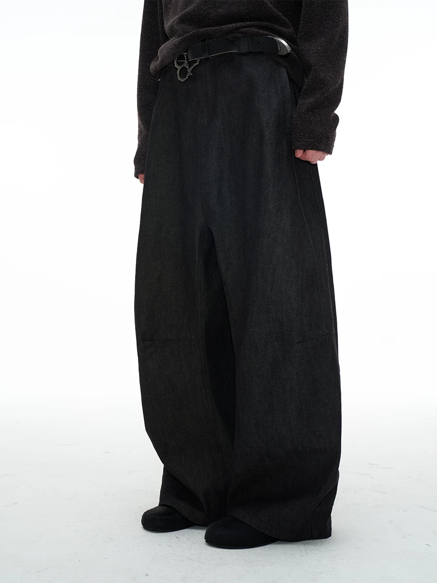 Low Crotch Pleated Raw Denims