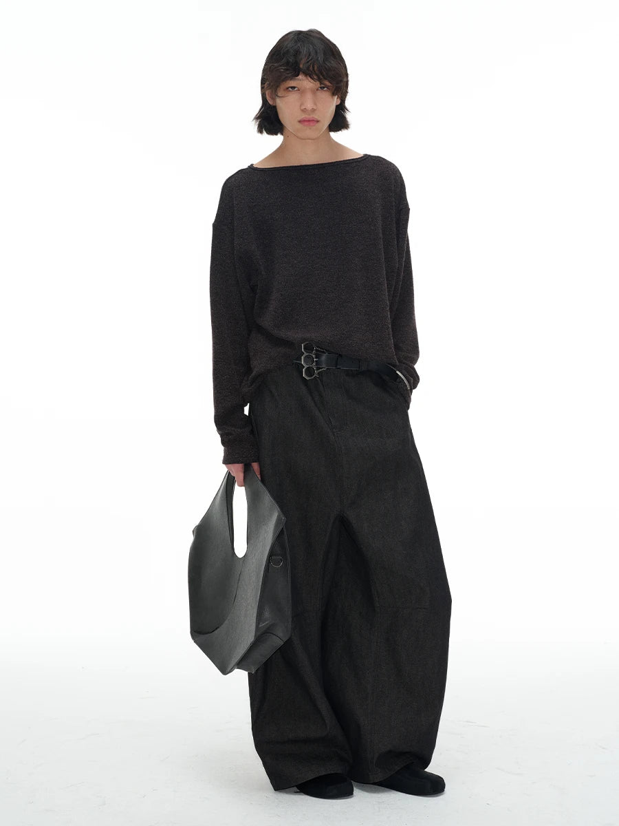 Low Crotch Pleated Raw Denims