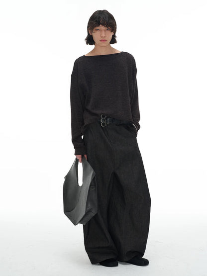 Low Crotch Pleated Raw Denims