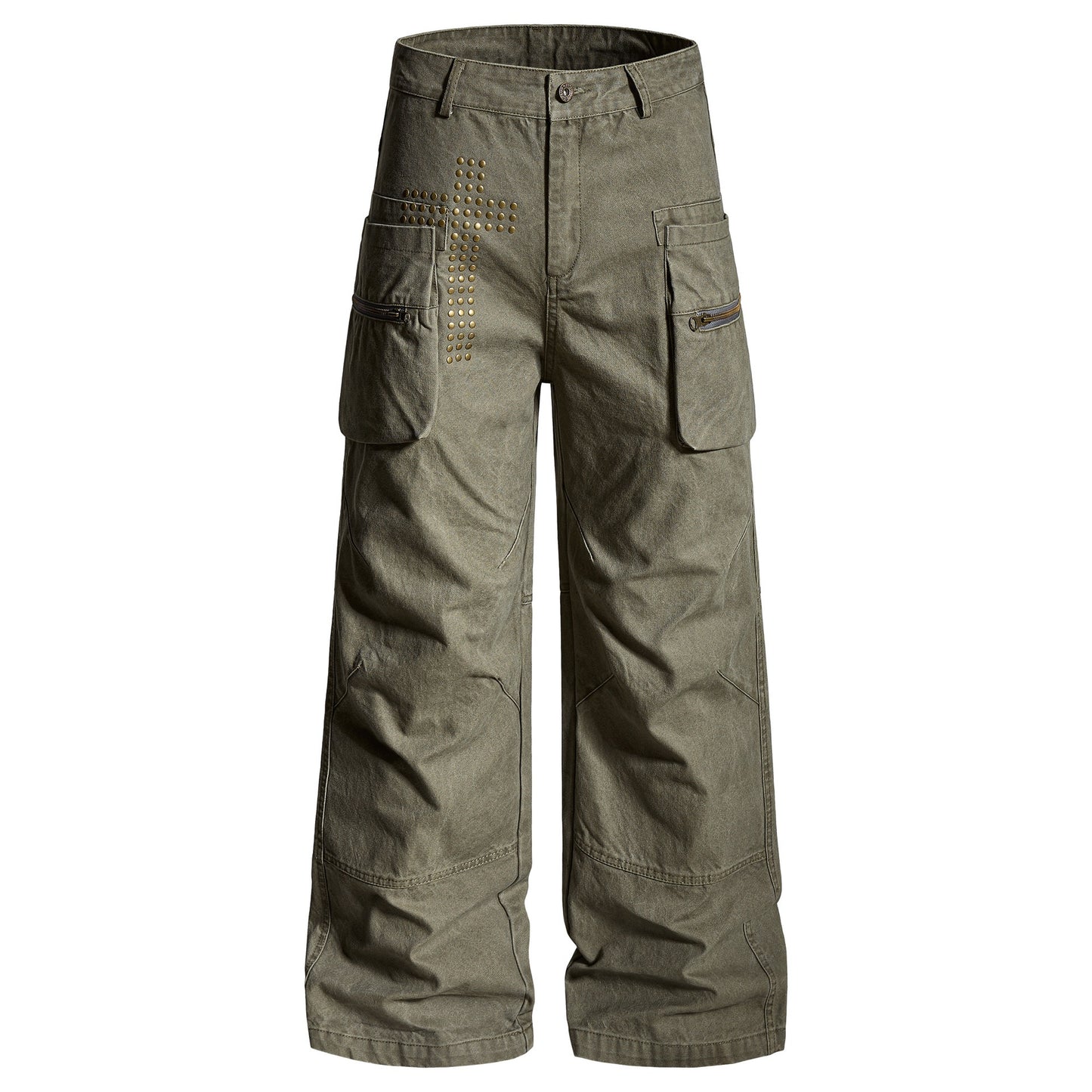 Cross Rivet Zip Cargo Pants