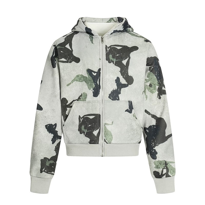 Abstract Camo Zip Hoodie
