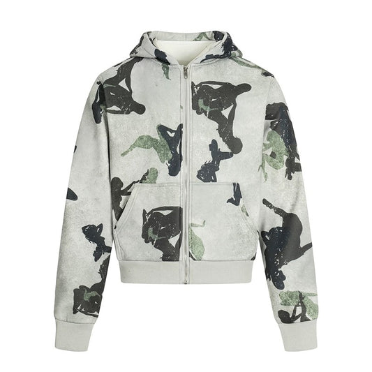 Abstract Camo Zip Hoodie