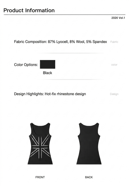 Rhinestone British flag Tank Top