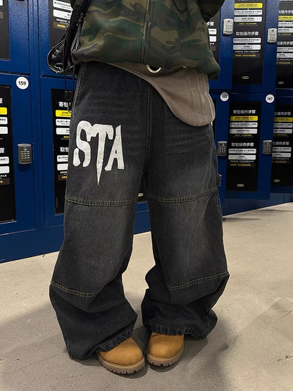 STA Vintage Wide-Leg Denim Pants