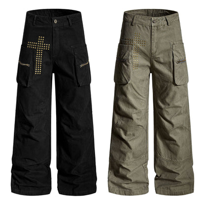 Cross Rivet Zip Cargo Pants