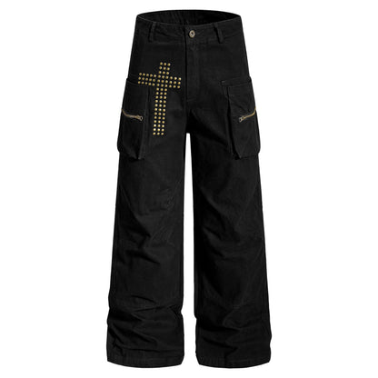 Cross Rivet Zip Cargo Pants