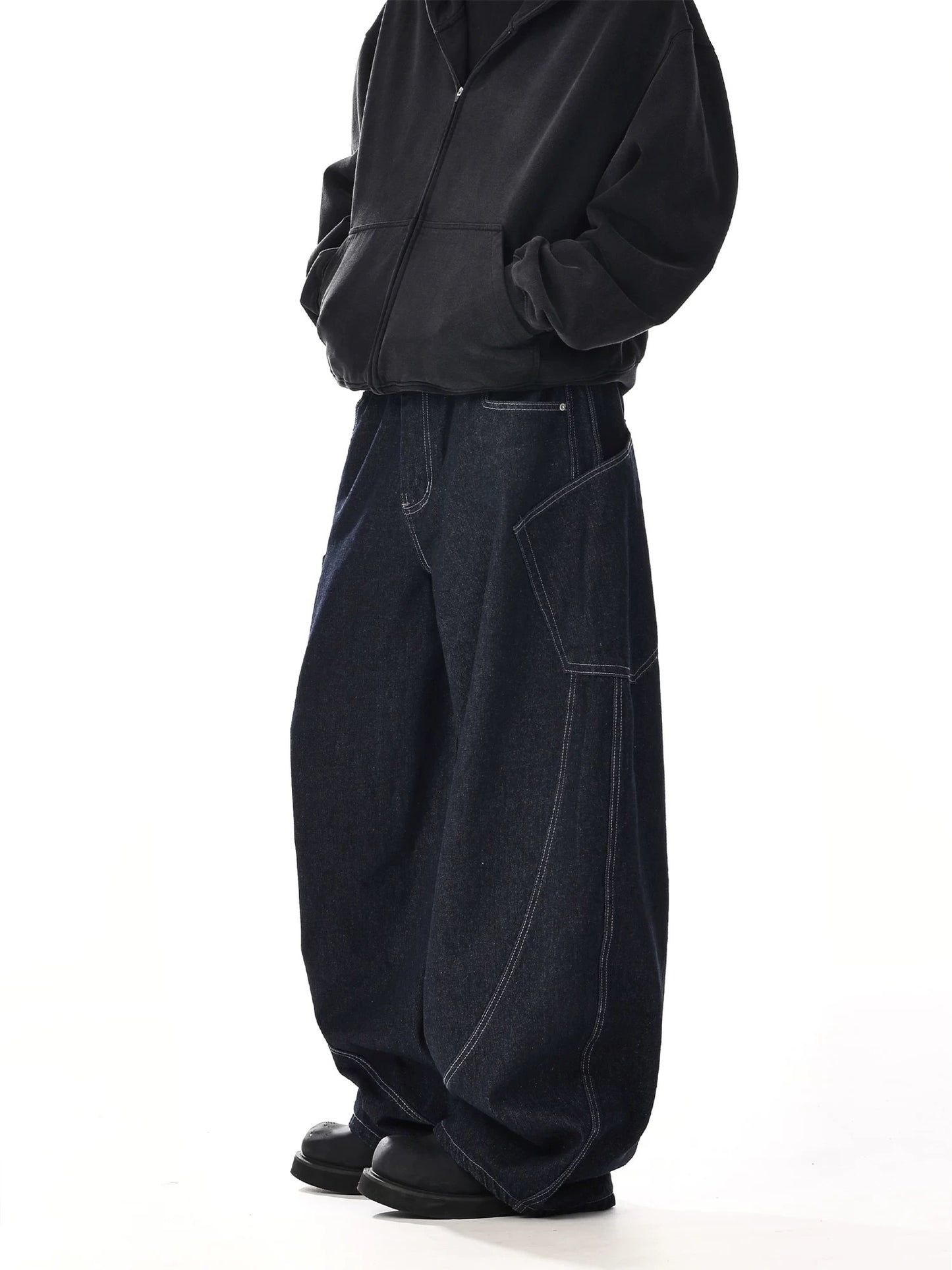 Scimitar Design Wide Leg Bright Line Original Color Jeans