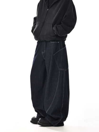 Scimitar Design Wide Leg Bright Line Original Color Jeans