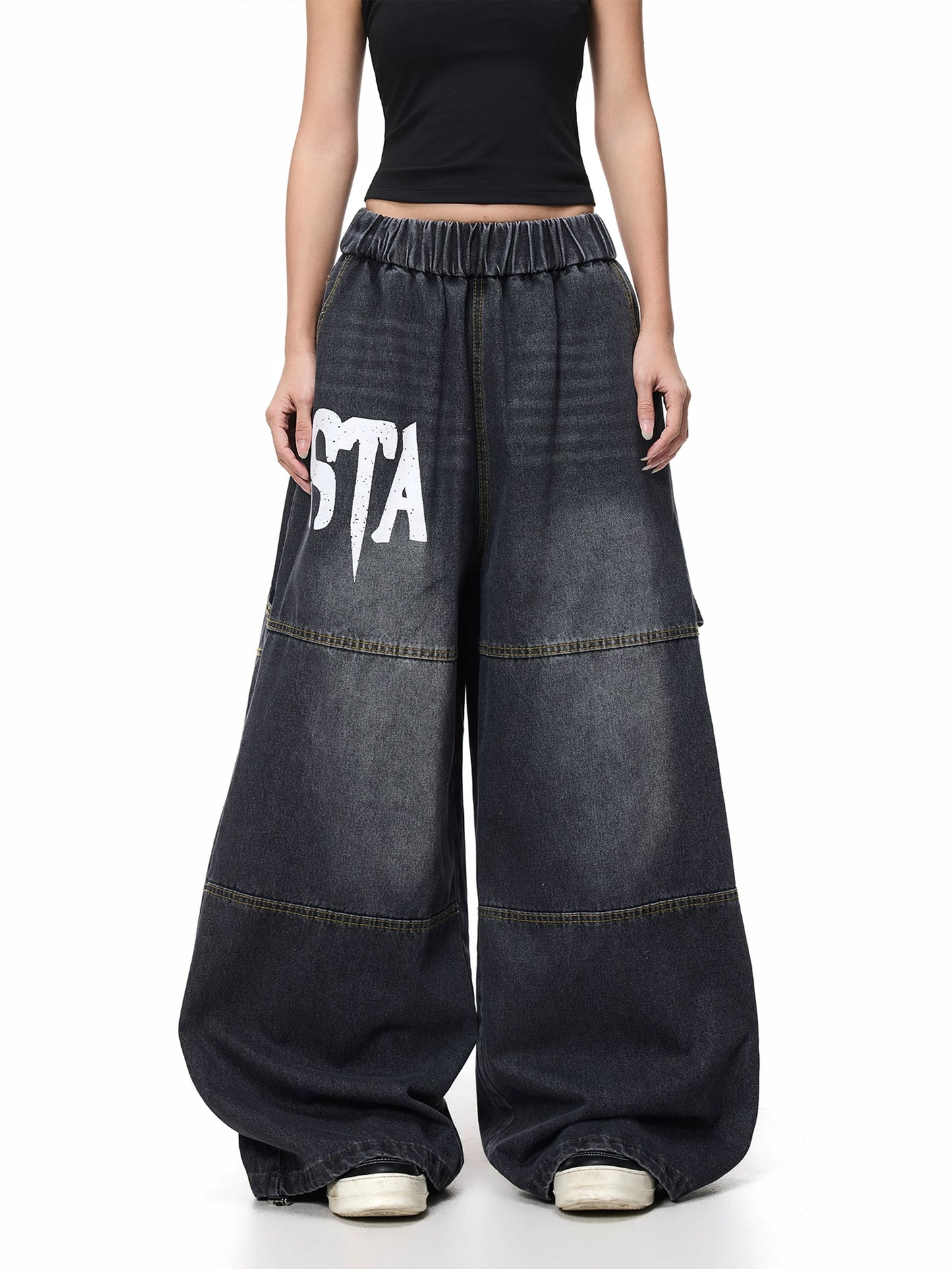 STA Vintage Wide-Leg Denim Pants