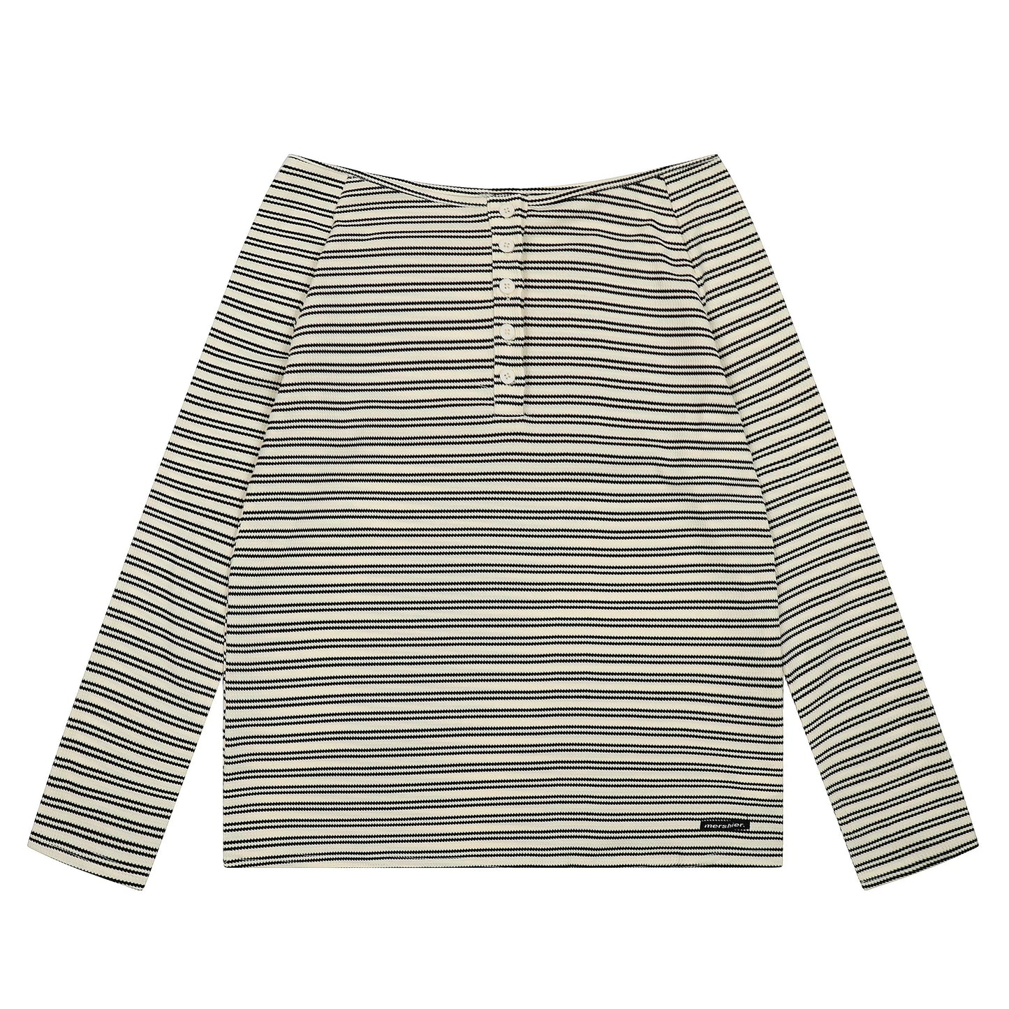 Off-Shoulder Striped Print Long Sleeve Shirt