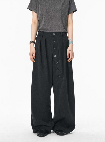 "Lunar Eclipse" Ring Button Pleated Trouser