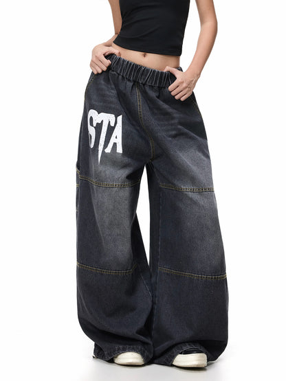 STA Vintage Wide-Leg Denim Pants