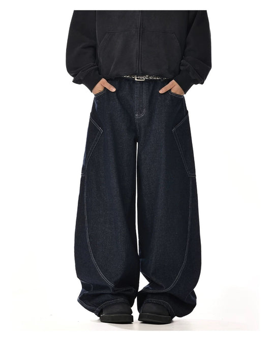 Scimitar Design Wide Leg Bright Line Original Color Jeans