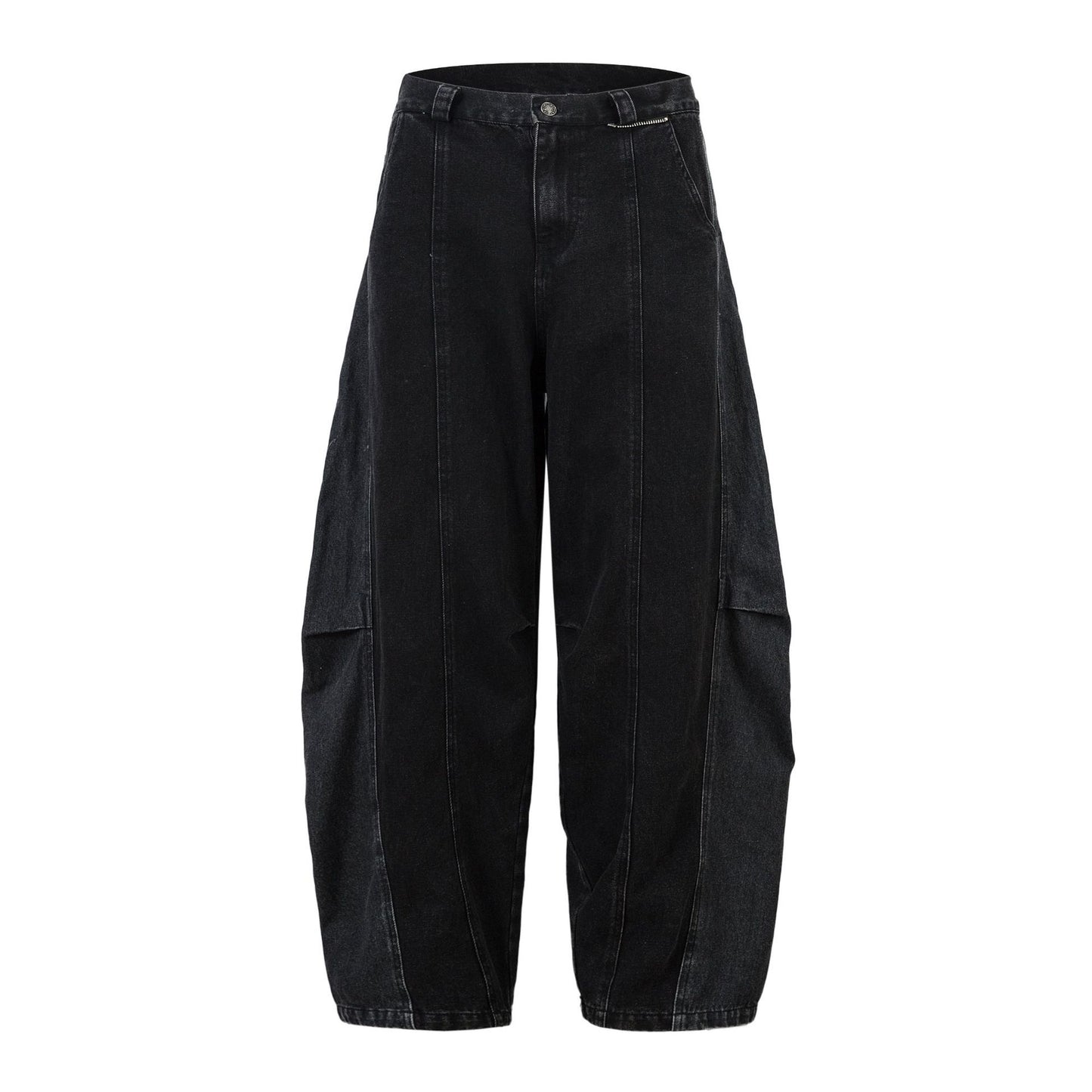 Retro Plaid Skirt Stitching Scimitar Jeans