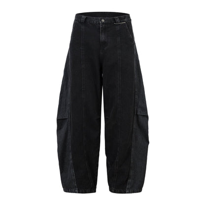 Retro Plaid Skirt Stitching Scimitar Jeans