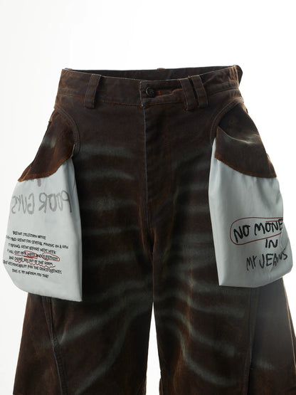 EMOBROTHER* Spray Brown Flocked Shiny Jeans