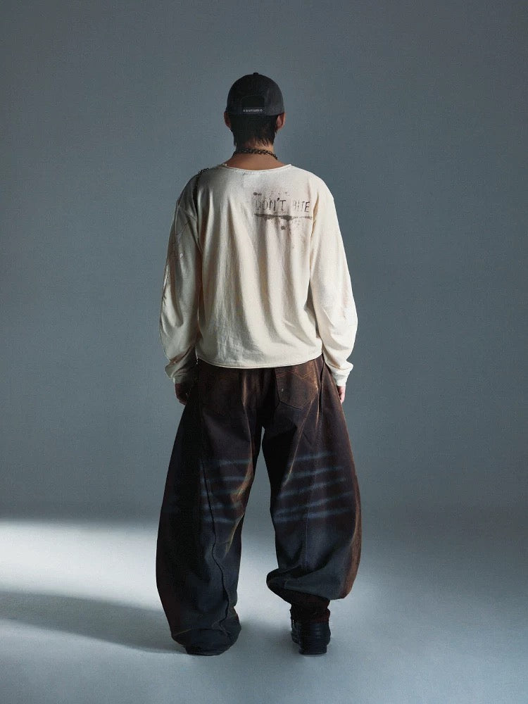 EMOBROTHER* Spray Brown Flocked Shiny Jeans