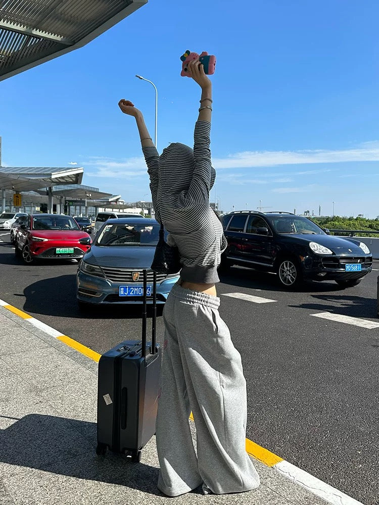 Lazy Letter Print Wide-Leg Sweeter Pants