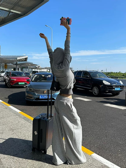 Lazy Letter Print Wide-Leg Sweeter Pants