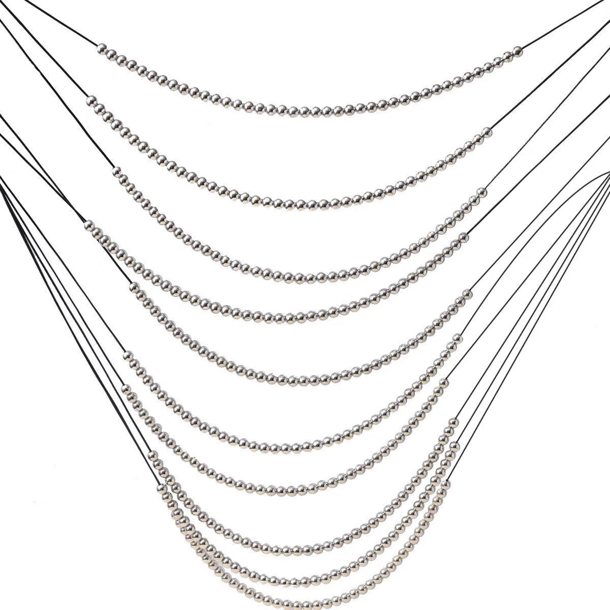 Silver Faux Pearl Multi-Layered