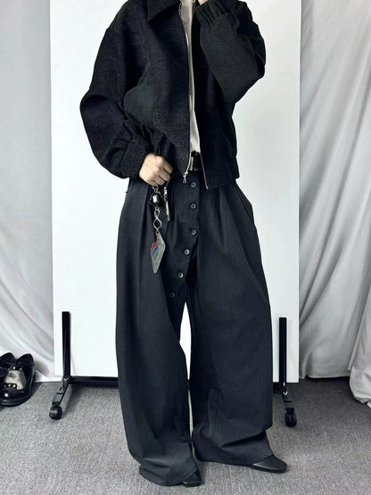 "Lunar Eclipse" Ring Button Pleated Trouser