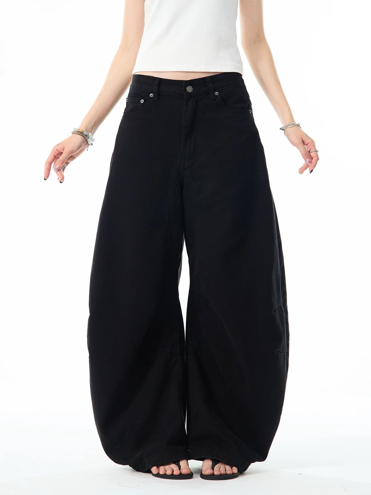 Retro Silhouette Design Scimitar Jeans