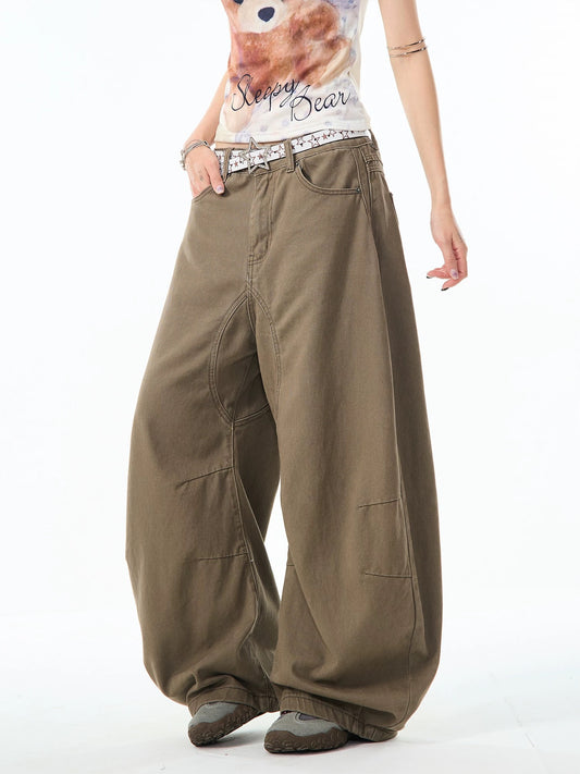 Retro Silhouette Design Scimitar Jeans