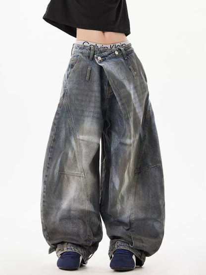 Dirty Old Jeans Reverse Waist Pants