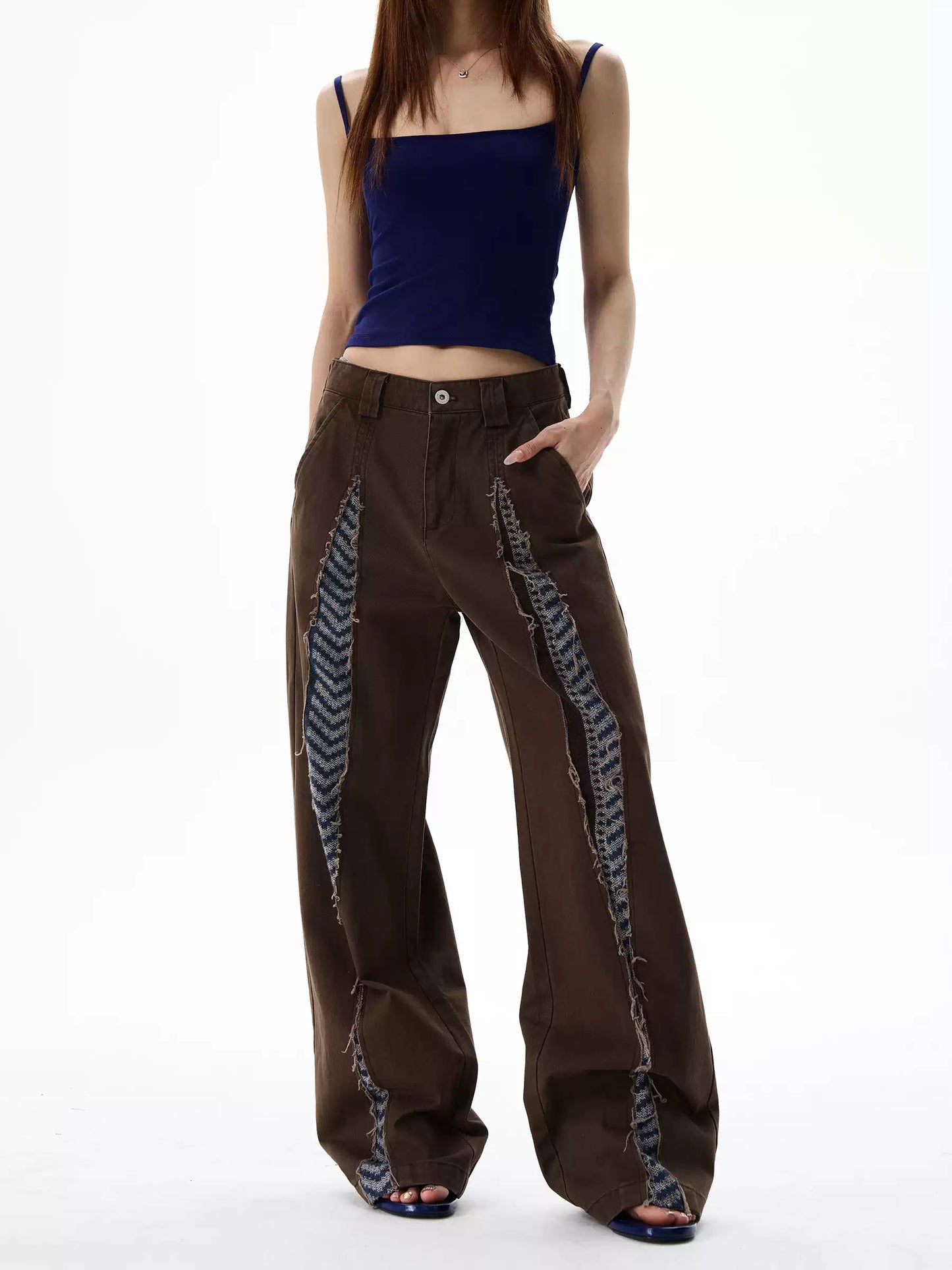 Retro Raw Edge Stitching Niche Design Diamond Destruction