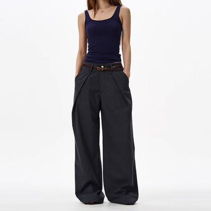 The Draped Pinstripe Pleated Trousers