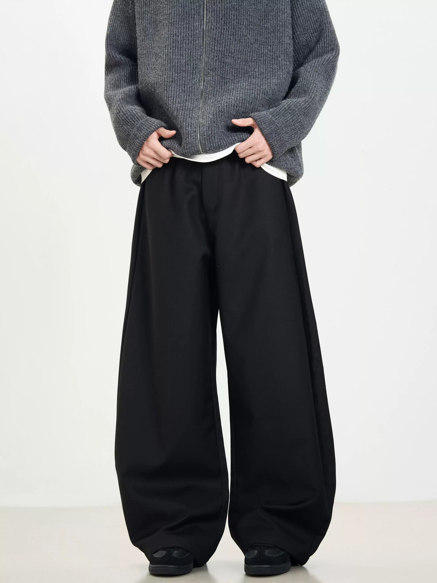Draped Black Scimitar Trousers