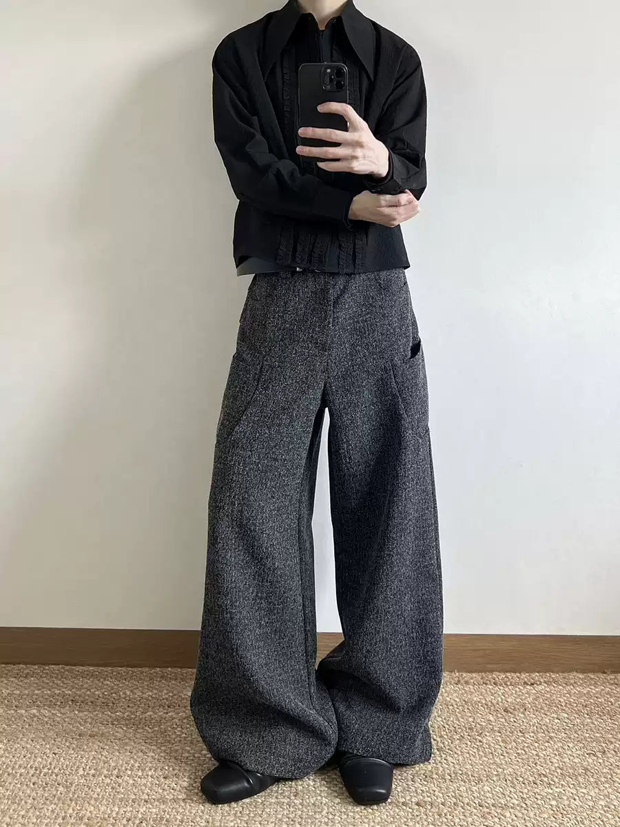Oblique Pocket Two-Color Trousers