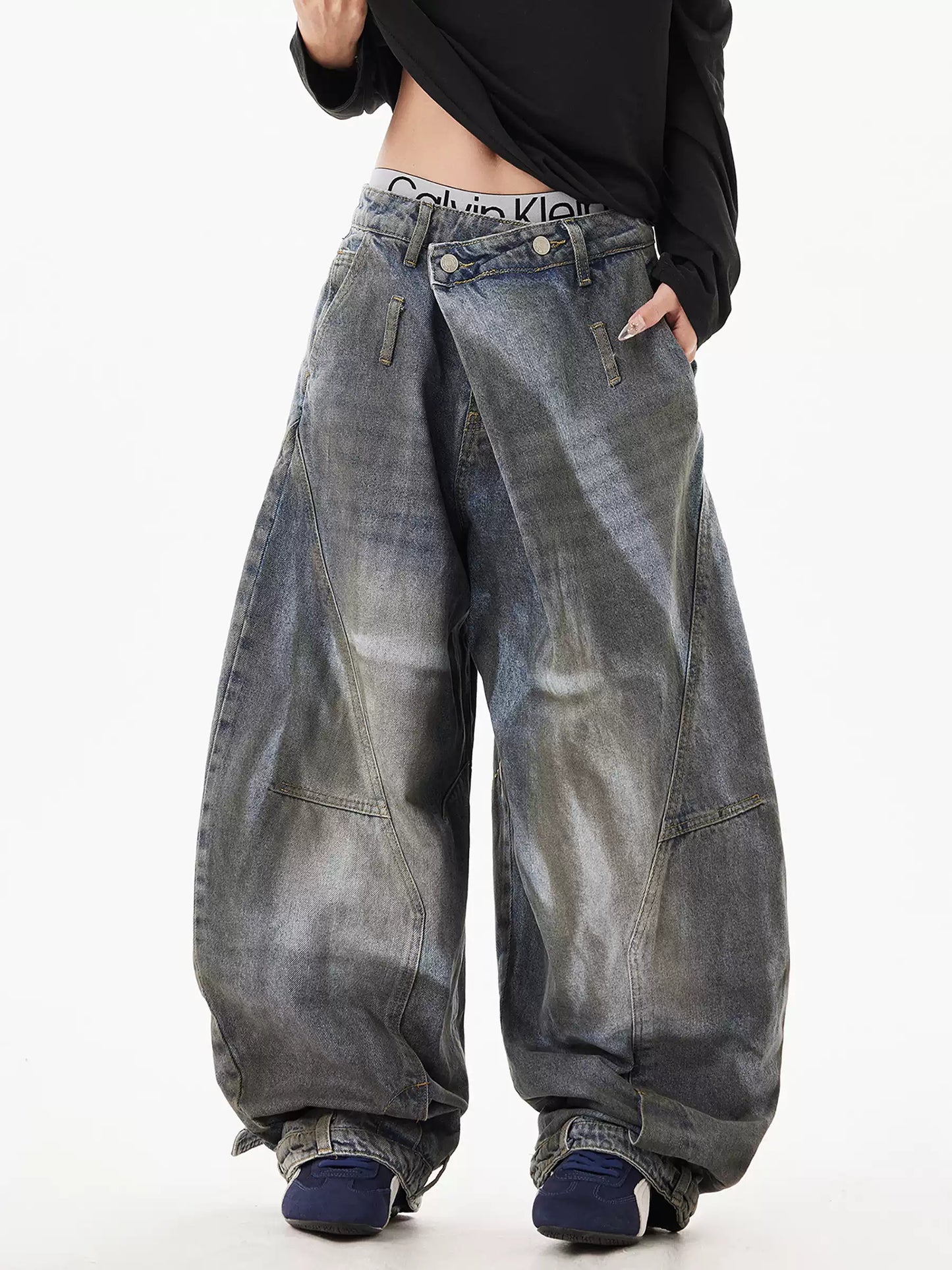 Dirty Old Jeans Reverse Waist Pants