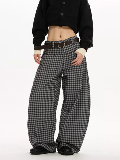 Lazy Plaid Loose Slim Cutlass Pants