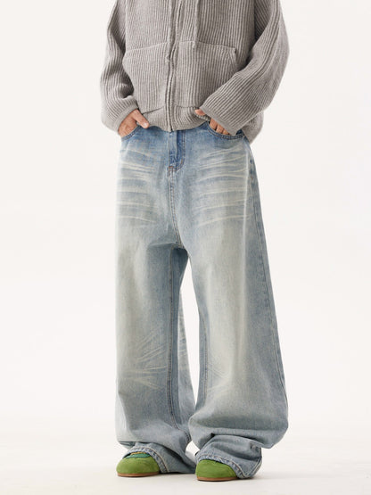 Retro Washed Light Gradient Baggy Jeans