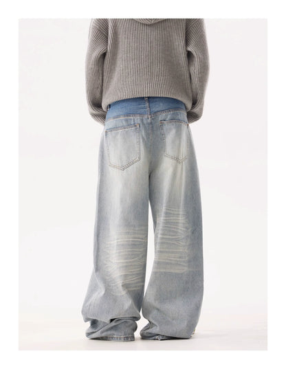 Retro Washed Light Gradient Baggy Jeans