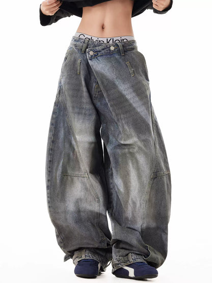 Dirty Old Jeans Reverse Waist Pants