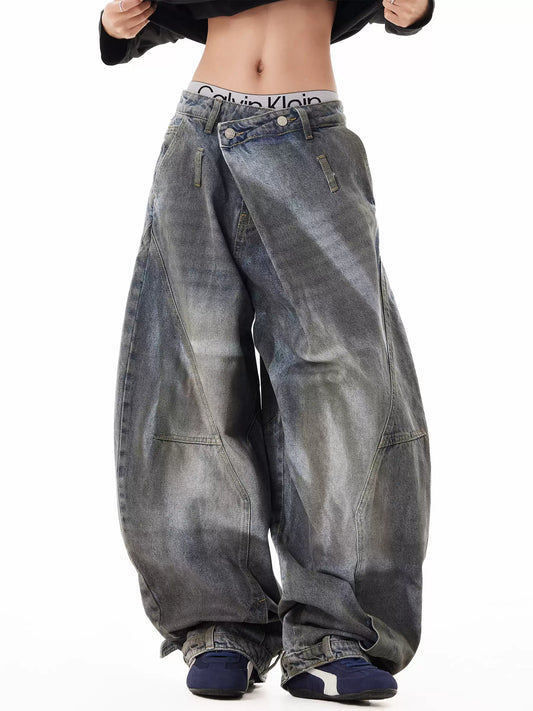Dirty Old Jeans Reverse Waist Pants
