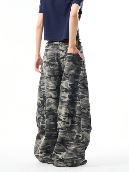 Camouflage Wide-Leg Pants
