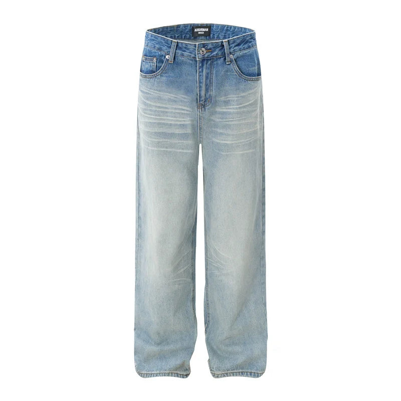 Retro Washed Light Gradient Baggy Jeans