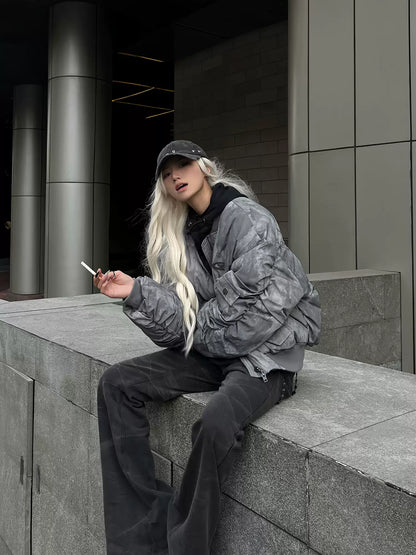 Wasteland Style Pleated Design Bomber
