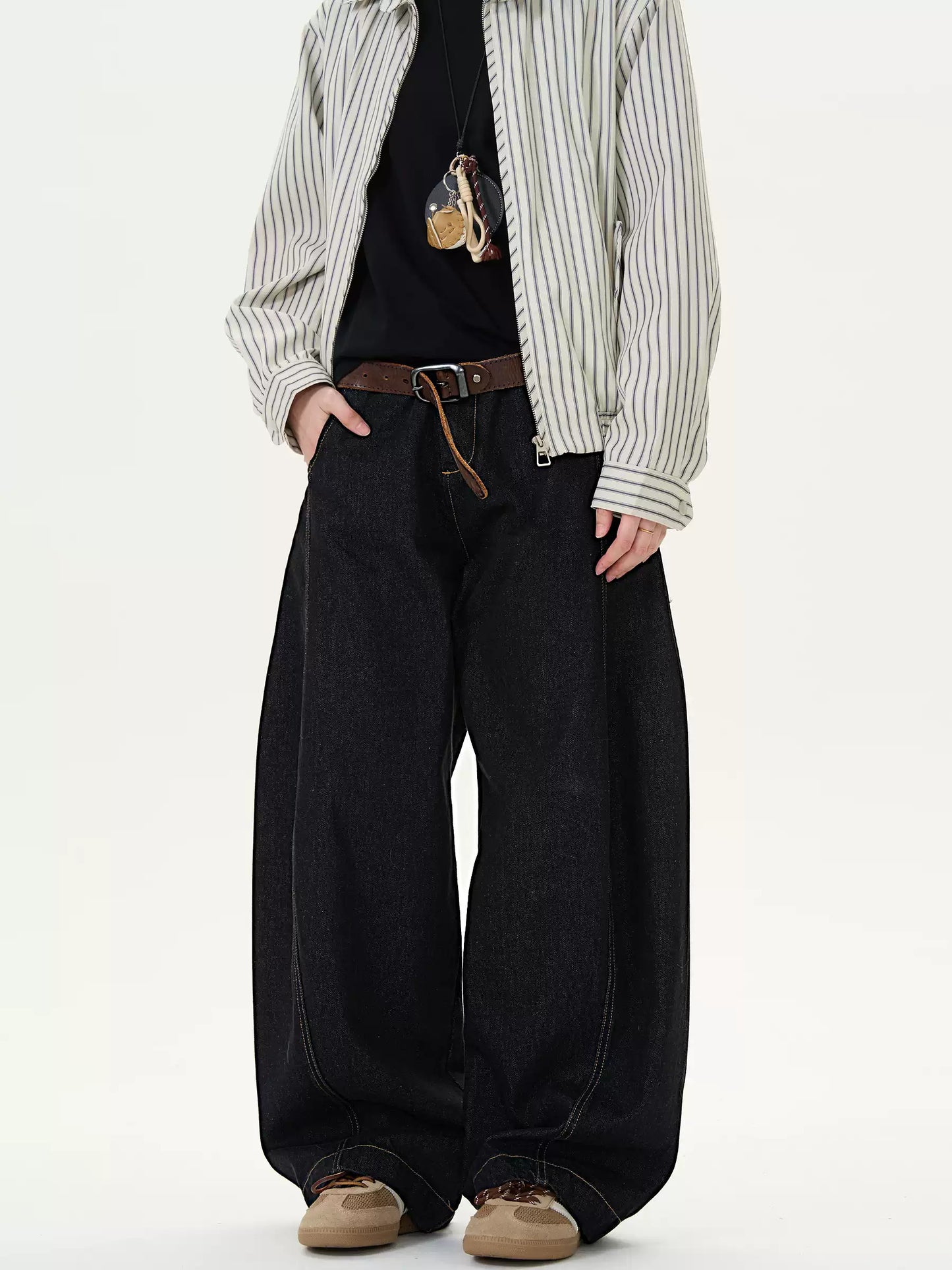 Retro Denim Black Wide-Leg Scimitar Jeans