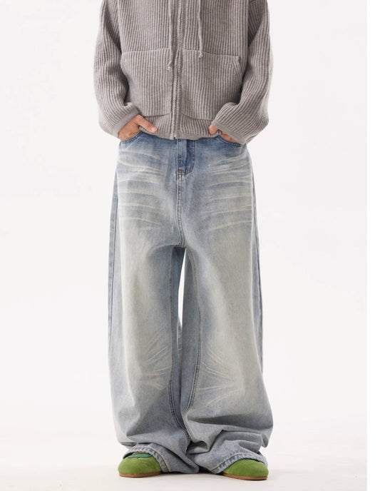 Retro Washed Light Gradient Baggy Jeans