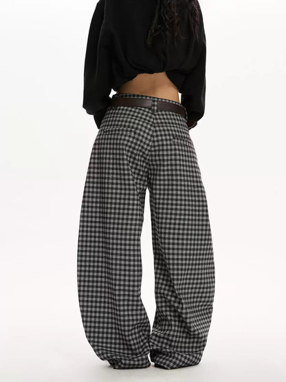 Lazy Plaid Loose Slim Cutlass Pants
