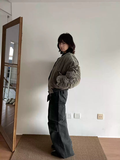 Washed Distressed Corduroy Bomber