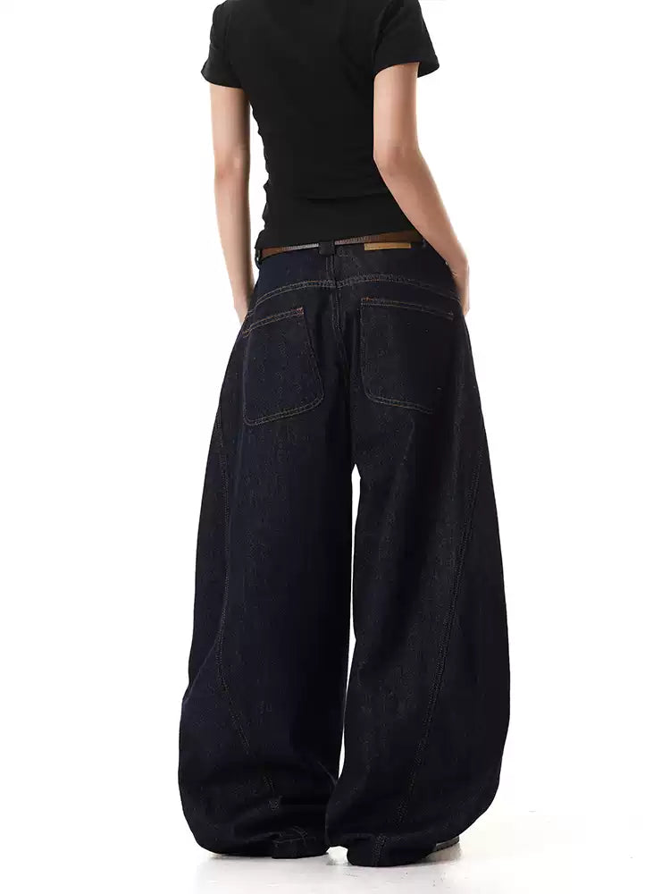 Retro Pocket Stitching Scimitar Jeans